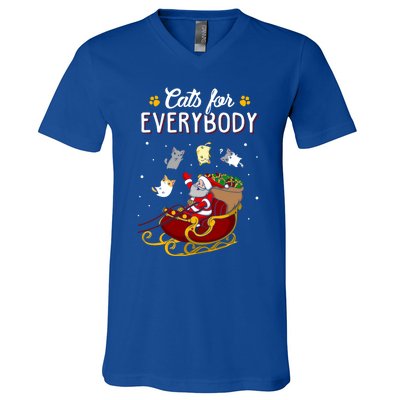 Cats For Everybody Cat Christmas Ugly Christmas Gift V-Neck T-Shirt