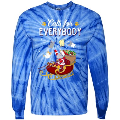 Cats For Everybody Cat Christmas Ugly Christmas Gift Tie-Dye Long Sleeve Shirt