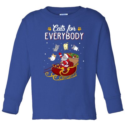 Cats For Everybody Cat Christmas Ugly Christmas Gift Toddler Long Sleeve Shirt