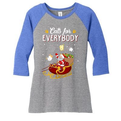 Cats For Everybody Cat Christmas Ugly Christmas Gift Women's Tri-Blend 3/4-Sleeve Raglan Shirt