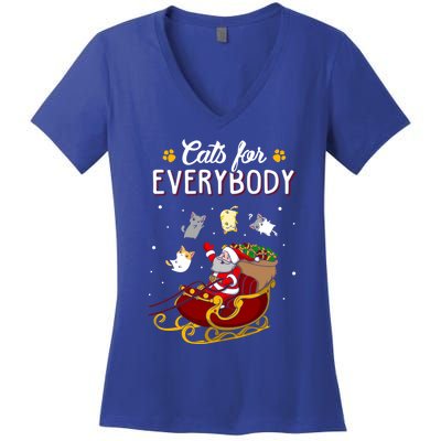 Cats For Everybody Cat Christmas Ugly Christmas Gift Women's V-Neck T-Shirt