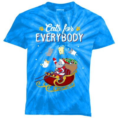 Cats For Everybody Cat Christmas Ugly Christmas Gift Kids Tie-Dye T-Shirt