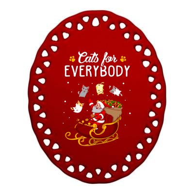 Cats For Everybody Cat Christmas Ugly Christmas Gift Ceramic Oval Ornament