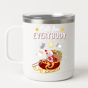 Cats For Everybody Cat Christmas Ugly Christmas Gift 12 oz Stainless Steel Tumbler Cup