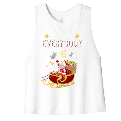 Cats For Everybody Cat Christmas Ugly Christmas Gift Women's Racerback Cropped Tank