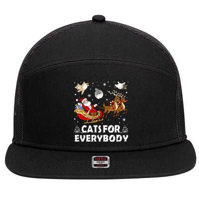 Cats For Everybody Christmas Cat Funny Xmas Santa Gift 7 Panel Mesh Trucker Snapback Hat