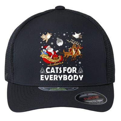 Cats For Everybody Christmas Cat Funny Xmas Santa Gift Flexfit Unipanel Trucker Cap