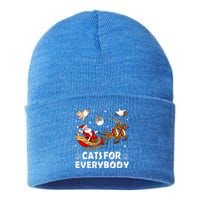 Cats For Everybody Christmas Cat Funny Xmas Santa Gift Sustainable Knit Beanie