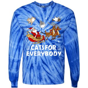 Cats For Everybody Christmas Cat Funny Xmas Santa Gift Tie-Dye Long Sleeve Shirt