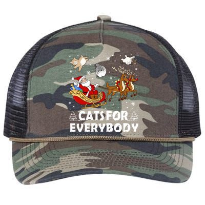 Cats For Everybody Christmas Cat Funny Xmas Santa Gift Retro Rope Trucker Hat Cap