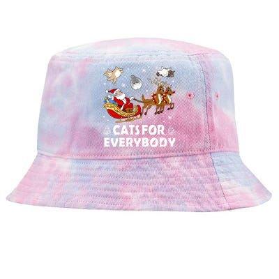 Cats For Everybody Christmas Cat Funny Xmas Santa Gift Tie-Dyed Bucket Hat