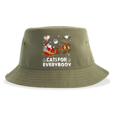 Cats For Everybody Christmas Cat Funny Xmas Santa Gift Sustainable Bucket Hat