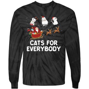 Cats For Everybody Festive Christmas Santa Xmas Funny Ugly  Tie-Dye Long Sleeve Shirt