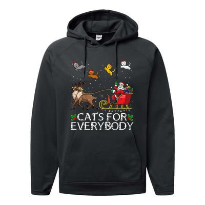 Cats For Everybody Christmas Cat Funny Xmas Santa Performance Fleece Hoodie