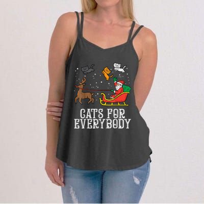 Cats For Everybody Christmas Cat Funny Xmas Wo Santa Women's Strappy Tank