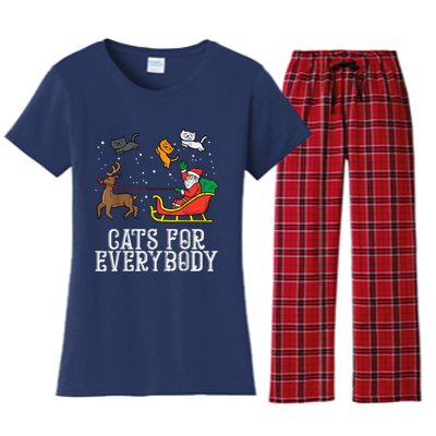 Cats For Everybody Christmas Cat Funny Xmas Wo Santa Women's Flannel Pajama Set