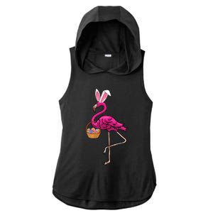 Cute Flamingo Egg Hunt Easter Bunny Funny Easter Gift Ladies PosiCharge Tri-Blend Wicking Draft Hoodie Tank