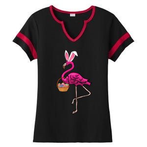 Cute Flamingo Egg Hunt Easter Bunny Funny Easter Gift Ladies Halftime Notch Neck Tee