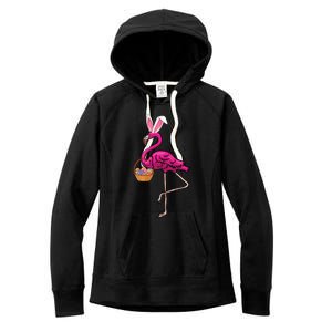 Cute Flamingo Egg Hunt Easter Bunny Funny Easter Gift Women's Fleece Hoodie