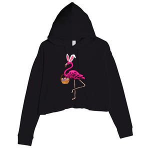 Cute Flamingo Egg Hunt Easter Bunny Funny Easter Gift Crop Fleece Hoodie