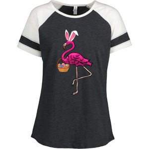 Cute Flamingo Egg Hunt Easter Bunny Funny Easter Gift Enza Ladies Jersey Colorblock Tee