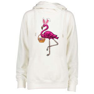 Cute Flamingo Egg Hunt Easter Bunny Funny Easter Gift Womens Funnel Neck Pullover Hood