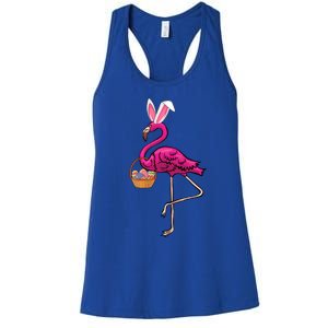 Cute Flamingo Egg Hunt Easter Bunny Funny Easter Gift Women's Racerback Tank