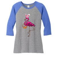 Cute Flamingo Egg Hunt Easter Bunny Funny Easter Gift Women's Tri-Blend 3/4-Sleeve Raglan Shirt