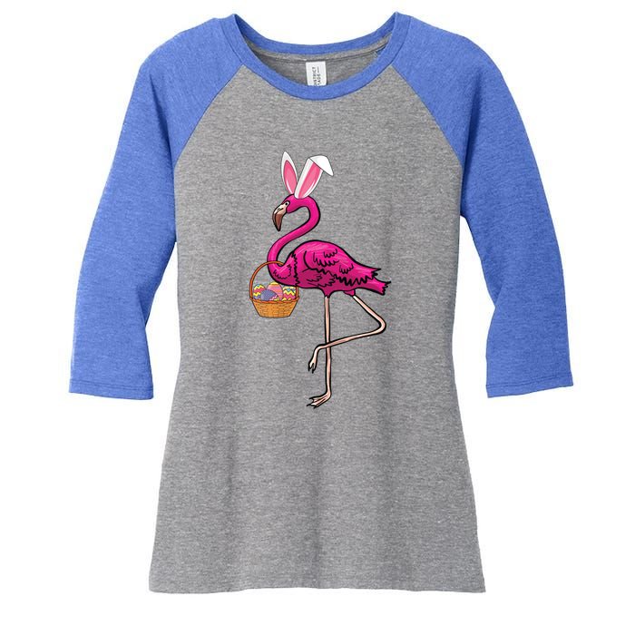 Cute Flamingo Egg Hunt Easter Bunny Funny Easter Gift Women's Tri-Blend 3/4-Sleeve Raglan Shirt