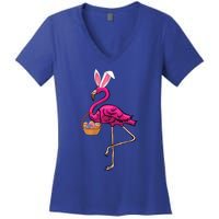 Cute Flamingo Egg Hunt Easter Bunny Funny Easter Gift Women's V-Neck T-Shirt