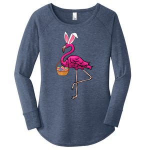 Cute Flamingo Egg Hunt Easter Bunny Funny Easter Gift Women's Perfect Tri Tunic Long Sleeve Shirt