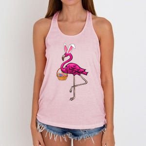 Cute Flamingo Egg Hunt Easter Bunny Funny Easter Gift Women's Knotted Racerback Tank