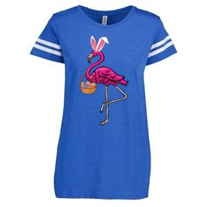 Cute Flamingo Egg Hunt Easter Bunny Funny Easter Gift Enza Ladies Jersey Football T-Shirt