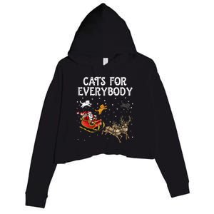 Cats For Everybody Christmas Cat Funny Xmas Santa Gift Crop Fleece Hoodie