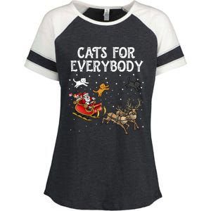 Cats For Everybody Christmas Cat Funny Xmas Santa Gift Enza Ladies Jersey Colorblock Tee