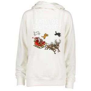 Cats For Everybody Christmas Cat Funny Xmas Santa Gift Womens Funnel Neck Pullover Hood