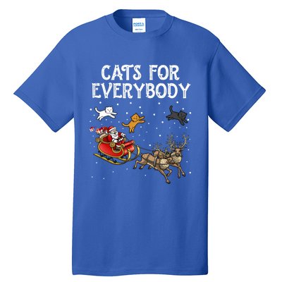 Cats For Everybody Christmas Cat Funny Xmas Santa Gift Tall T-Shirt