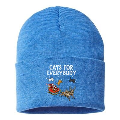 Cats For Everybody Christmas Cat Funny Xmas Santa Gift Sustainable Knit Beanie