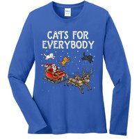 Cats For Everybody Christmas Cat Funny Xmas Santa Gift Ladies Long Sleeve Shirt