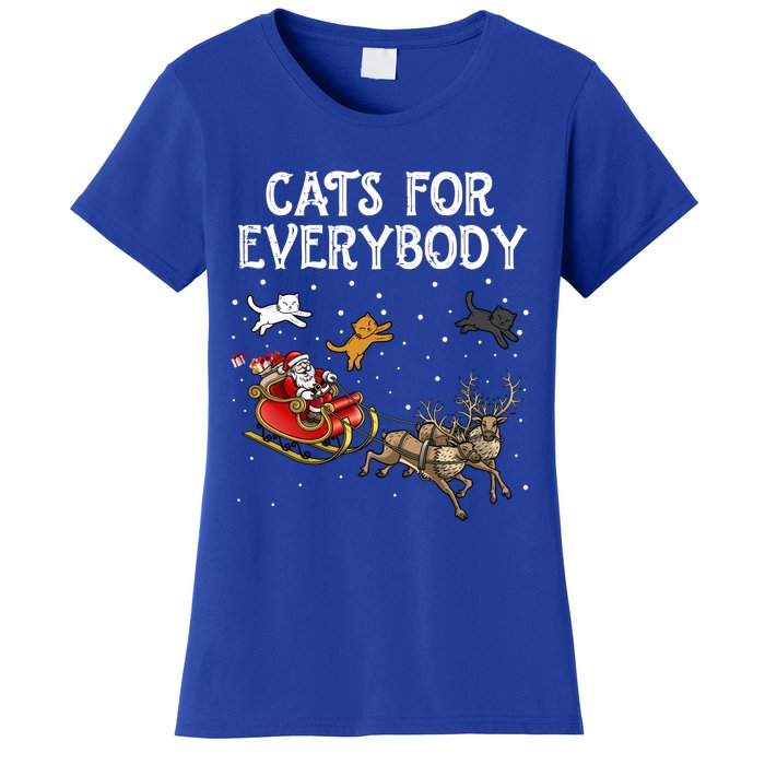 Cats For Everybody Christmas Cat Funny Xmas Santa Gift Women's T-Shirt