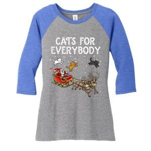 Cats For Everybody Christmas Cat Funny Xmas Santa Gift Women's Tri-Blend 3/4-Sleeve Raglan Shirt