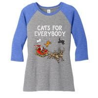 Cats For Everybody Christmas Cat Funny Xmas Santa Gift Women's Tri-Blend 3/4-Sleeve Raglan Shirt