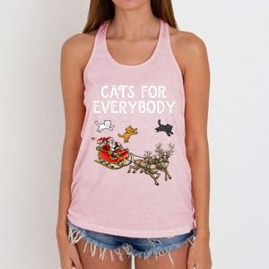 Cats For Everybody Christmas Cat Funny Xmas Santa Gift Women's Knotted Racerback Tank