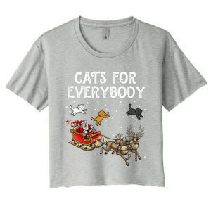 Cats For Everybody Christmas Cat Funny Xmas Santa Gift Women's Crop Top Tee