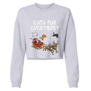 Cats For Everybody Christmas Cat Funny Xmas Santa Gift Cropped Pullover Crew