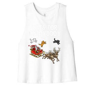 Cats For Everybody Christmas Cat Funny Xmas Santa Gift Women's Racerback Cropped Tank