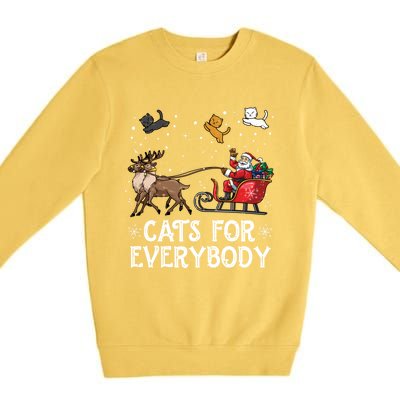 Cats For Everybody Christmas Cat Funny Xmas Santa Gift Premium Crewneck Sweatshirt