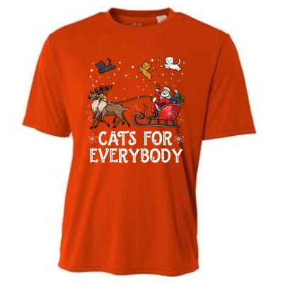 Cats For Everybody Christmas Cat Funny Xmas Santa Gift Cooling Performance Crew T-Shirt