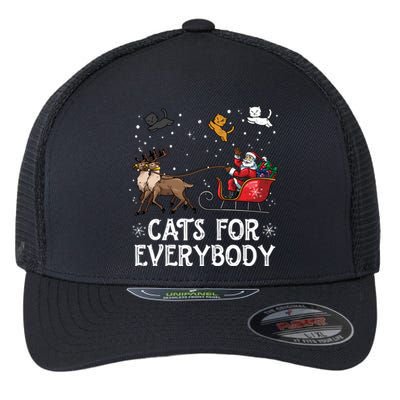 Cats For Everybody Christmas Cat Funny Xmas Santa Gift Flexfit Unipanel Trucker Cap