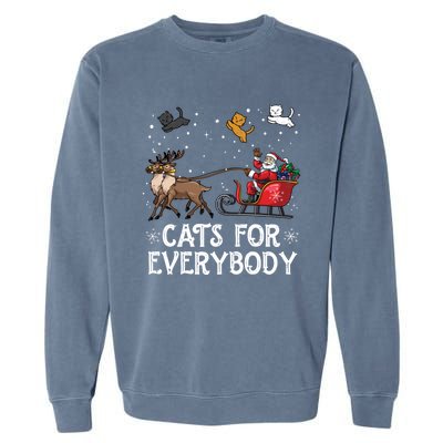 Cats For Everybody Christmas Cat Funny Xmas Santa Gift Garment-Dyed Sweatshirt